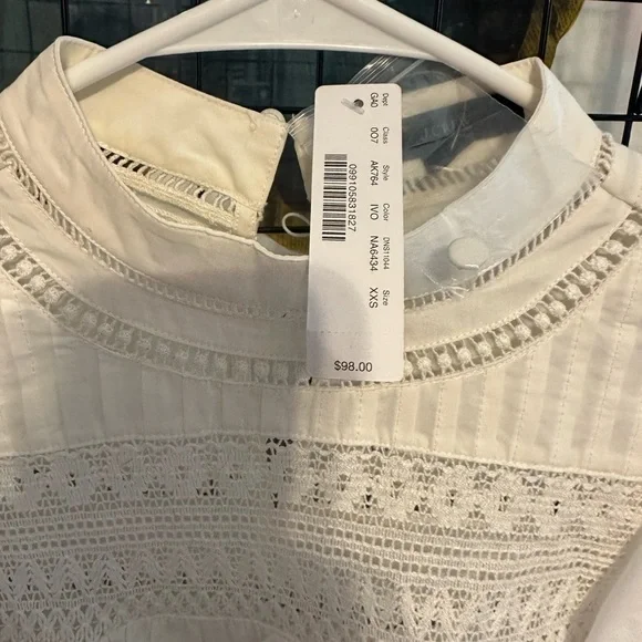 J. Crew White Ruffled Smocked Blouse with Bib Collar - Picture 5 of 6